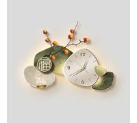 Yidlkecqey Décoration Murale 3D avec Horloge Silencieuse et LED, Art Mural Plantes Vertes pour Salon, Chambre, Entrée. Télécommande Incluse(Type B,40x80cm/15.7x31.5in)