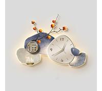 Yidlkecqey Décoration Murale 3D avec Horloge Silencieuse et LED, Art Mural Plantes Vertes pour Salon, Chambre, Entrée. Télécommande Incluse(Type C,50x100cm/19.7x39.3in)