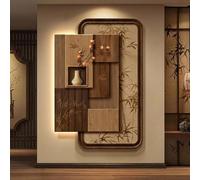 Yidlkecqey Décoration Murale en grès 3D, Tableau en Relief Suspendu au Style esthétique de la Dynastie Song avec lumière LED Chaude à télécommande(Type C,90x130cm/35.4x51.1in)