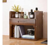 Yidlkecqey Étagère de Bureau en Bois Massif avec tiroirs, Rangement de Bureau à Plusieurs Niveaux, Petit Organiseur de Bureau pour Poste de Travail à Domicile(Brown,40x20x39cm/15.7x7.8x15.3in)