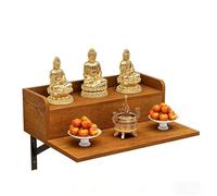 Yidlkecqey Étagère murale avec tiroir, autel zen épais pour statues, table d'autel robuste pour culte à la maison, 40 x 40 x 21,8 cm (couleur chêne doré, 40 x 40 x 21,8 cm)