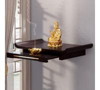Yidlkecqey Étagère murale d'autel de sanctuaire, sanctuaire bouddhiste mural avec tiroirs extensibles, niches bouddhistes pour usage domestique, petites niches bouddhistes Noir Walnut 58 x 25 cm