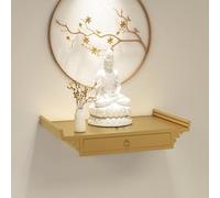 Yidlkecqey Étagère Murale de Style Chinois Moderne, Autel Mural pour Ancêtres & Encens, Table d’Encens en Bambou pour Prière Bouddhiste(Nanogold,60x38cm/23.6x15in)