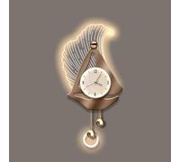 Yidlkecqey Horloge Murale Silencieuse avec Rétroéclairage LED, Décor en Cristal de Porcelaine 3D, Veilleuse Graduable à Distance, Applique Mural 220V Salon Chambre(Type A,50x97cm/19.7x38.2in)