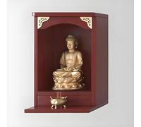 Yidlkecqey Niche de Bouddha Murale, autel de Bouddha, Table d'autel de Statue de Bouddha Murale, Nouvelle étagère d'autel de Bouddha de Style Chinois(Teak,26x26x45cm/10x10x17.7in)