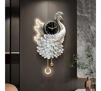 Yidlkecqey Paon 3D Art Mural avec Rétroéclairage LED, Applique en Porcelaine de Cristal pour Salon Chambre, Panneau Arrière en MDF Robuste(Type B,30x60cm/11.8x23.6in)
