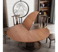 Yidlkecqey Plateau de Table à Manger Rond Pliant en Bois Massif à 4 Volets, Plateau Amovible Uniquement, capacité 10 à 20 Personnes(Light Walnut Color,1.4m/55in)