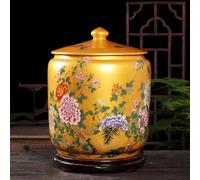 Yidlkecqey Pot hermétique en céramique avec Couvercle, récipient hermétique pour céréales, Distributeur de céréales, récipient pour Riz avec Couvercle, récipient hermétique pour céréales(D,12.5KG)