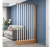 Yidlkecqey Séparateur de pièce Moderne pour Maison - Cloison d’entrée et Salon - Écran décoratif ajouré pour Bureau, Mur de confidentialité(White+Light Walnut,88x25x202cm/34.6x9.8x79.5in)