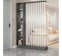Yidlkecqey Séparateur de Pièce Mural Moderne, Paravent Chinois avec Étagères - Cloison d’Entrée avec Espace de Rangement pour Petits Espaces et Salon(Gray+White,100x24x202cm/39.4x9.4x79.5in)
