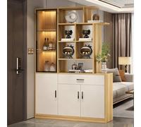 Yidlkecqey Séparateur de pièce Mural Moderne Séparateur de pièce en Bois avec Rangement à Chaussures Étagère d'exposition et Meuble(Left Wood Color,140x30x200cm/55x11.8x78.7in)