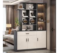 Yidlkecqey Séparateur de pièce Mural Moderne Séparateur de pièce en Bois avec Rangement à Chaussures Étagère d'exposition et Meuble(Right Gray,100x30x200cm/39.4x11.8x78.7in)