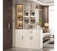 Yidlkecqey Séparateur de pièce Mural Moderne Séparateur de pièce en Bois avec Rangement à Chaussures Étagère d'exposition et Meuble(Left White,90x30x200cm/35.4x11.8x78.7in)