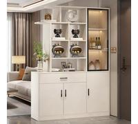 Yidlkecqey Séparateur de pièce Mural Moderne Séparateur de pièce en Bois avec Rangement à Chaussures Étagère d'exposition et Meuble(Right White,90x30x200cm/35.4x11.8x78.7in)