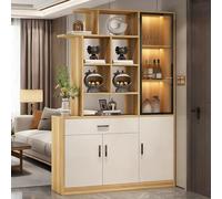 Yidlkecqey Séparateur de pièce Mural Moderne Séparateur de pièce en Bois avec Rangement à Chaussures Étagère d'exposition et Meuble(Right Wood Color,90x30x200cm/35.4x11.8x78.7in)