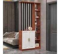 Yidlkecqey Séparateur d'entrée Moderne avec Meuble à Chaussures, Armoire de Rangement d'entrée avec étagère à Chaussures et séparateur de pièce(Teak+Black,90x30x200cm/35.4x11.8x78.7in)