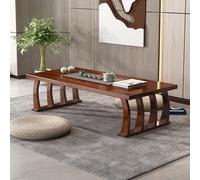 Yidlkecqey Table Basse de Sol, Table Tatami Japonaise en Bois Massif pour Baie Vitrée, Table à Thé Basse Style Zen pour Méditation et Lecture(Reddish Brown,100x60x35cm/39.3x23.6x13.7in)
