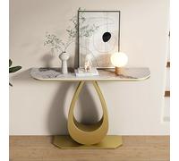 Yidlkecqey Table Console d’Entrée Moderne Minimaliste de Style Italien, Table Console Rectangulaire en Marbre/Métal au Design Luxe et Résistante aux Rayures(Gold A,120x30x80cm/47.2x11.8x31.5in)