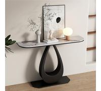 Yidlkecqey Table Console d’Entrée Moderne Minimaliste de Style Italien, Table Console Rectangulaire en Marbre/Métal au Design Luxe et Résistante aux Rayures(Black A,80x30x80cm/31.5x11.8x31.5in)