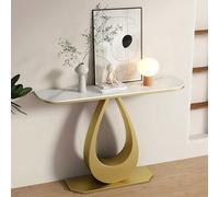 Yidlkecqey Table Console d’Entrée Moderne Minimaliste de Style Italien, Table Console Rectangulaire en Marbre/Métal au Design Luxe et Résistante aux Rayures(Gold B,120x30x80cm/47.2x11.8x31.5in)