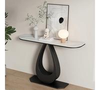 Yidlkecqey Table Console d’Entrée Moderne Minimaliste de Style Italien, Table Console Rectangulaire en Marbre/Métal au Design Luxe et Résistante aux Rayures(Black B,120x30x80cm/47.2x11.8x31.5in)