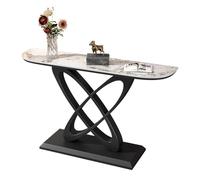 Yidlkecqey Table Console rectangulaire Glamour en marbre/métal résistante aux Rayures, Meuble de séparation pour Couloir, Table de Porche, Table d'entrée Nordique(B+Black,150x30x80cm/59x11.8x31.5in)