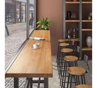 Yidlkecqey Table de Bar en Bois Massif, Bureau Haut Long et Étroit pour Usage Commercial et Domestique,Salon de Bubble Tea, Côté Fenêtre et Contre Le Mur, sans Tabouret(140x40x105cm/55x15.7x41.3in)