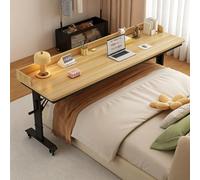 Yidlkecqey Table de lit roulante avec étagères de Rangement | Bureau de Lit Réglable en Hauteur sur Roulettes, Table de Lit Roulante pour Lit ou Canapé(Type F,210x50cm/82.6x19.7in)