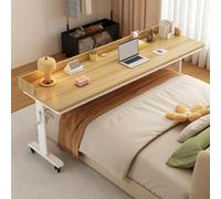 Yidlkecqey Table de lit roulante avec étagères de Rangement | Bureau de Lit Réglable en Hauteur sur Roulettes, Table de Lit Roulante pour Lit ou Canapé(Type E,210x50cm/82.6x19.7in)