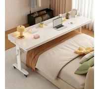Yidlkecqey Table de lit roulante avec étagères de Rangement | Bureau de Lit Réglable en Hauteur sur Roulettes, Table de Lit Roulante pour Lit ou Canapé(Type A,210x50cm/82.6x19.7in)