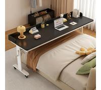 Yidlkecqey Table de lit roulante avec étagères de Rangement | Bureau de Lit Réglable en Hauteur sur Roulettes, Table de Lit Roulante pour Lit ou Canapé(Type K,210x50cm/82.6x19.7in)