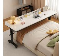 Yidlkecqey Table de lit roulante avec étagères de Rangement | Bureau de Lit Réglable en Hauteur sur Roulettes, Table de Lit Roulante pour Lit ou Canapé(Type B,210x50cm/82.6x19.7in)