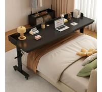 Yidlkecqey Table de lit roulante avec étagères de Rangement | Bureau de Lit Réglable en Hauteur sur Roulettes, Table de Lit Roulante pour Lit ou Canapé(Type L,210x50cm/82.6x19.7in)