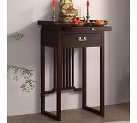 Yidlkecqey Table de prière et de méditation, Meuble de culte Chinois pour Le Dieu de la Richesse, Table d'offrande sur piédestal pour Salon,Autel Bouddhiste avec Espace de Rangement(Dark Walnut)