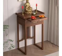 Yidlkecqey Table de prière et de méditation, Meuble de culte Chinois pour Le Dieu de la Richesse, Table d'offrande sur piédestal pour Salon,Autel Bouddhiste avec Espace de Rangement(Light Walnut)