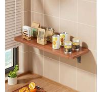 Yidlkecqey Table Murale Rabattable à Abattant, Bureau Flottant Pliable Gain de Place pour Petits Espaces, Tablette de Travail Murale en Bois pour Cuisine, Buanderie(Walnut,80x20cm/31.5x7.8in)