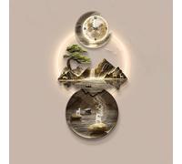 Yidlkecqey Tableau décoratif Mural en grès 3D, décoration Murale avec éclairage LED, Sculpture Murale élégante, décoration Murale pour l'entrée du Salon(Style C,70x140cm/27.5x55in)