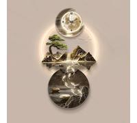 Yidlkecqey Tableau décoratif Mural en grès 3D, décoration Murale avec éclairage LED, Sculpture Murale élégante, décoration Murale pour l'entrée du Salon(Style A,50x100cm/19.7x39.4in)