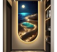 Yidlkecqey Tableau décoratif Mural en grès 3D, Tableau Lumineux LED Effet océan pour entrée, Toile Vague apaisante et Luxueuse, décor Marin pour Couloir et Hall d'entrée(Type D,50x100cm/19.7x39.4in)
