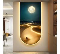 Yidlkecqey Tableau décoratif Mural en grès 3D, Tableau Lumineux LED Effet océan pour entrée, Toile Vague apaisante et Luxueuse, décor Marin pour Couloir et Hall d'entrée(Type B,40x80cm/15.7x31.5in)