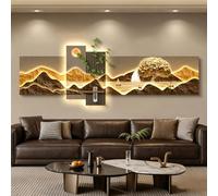 Yidlkecqey Tableau Lumineux 3D avec Plantes Hydroponiques, Décoration Murale LED en Porcelaine de Cristal, Art Paysage Moderne pour Salon et Chambre(Type A,40x120cm/15.7x47.2in)