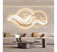 Yidlkecqey Tableaux muraux Haut de Gamme en Plumes, aux Tons crème, Parfaits pour décorer Un Salon ou Un Mur TV. Décoration Murale Moderne avec Applique Murale intégrée.(Style E,40x80cm/15.7x31.5in)