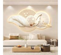 Yidlkecqey Tableaux muraux Haut de Gamme en Plumes, aux Tons crème, Parfaits pour décorer Un Salon ou Un Mur TV. Décoration Murale Moderne avec Applique Murale intégrée.(Style A,50x100cm/19.7x39.4in)