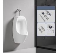 Yidlkecqey Urinoir en céramique pour Homme - Options Double Chasse Automatique et Manuelle, Installation Murale ou au Sol, urinoir Adulte Durable(A Wall Drainage)