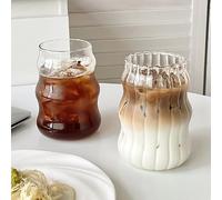 YIDM Lot de 2 tasses à café en verre transparent glacé - Pour thé, lait, whisky, bar à café - Accessoire de bar à café - 530 ml