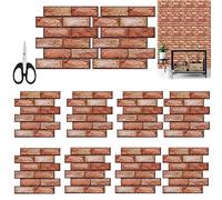 YIDM Papier peint 3D en briques 10 pièces 30 x 30 cm, panneaux décoratifs autocollants muraux effet pierre pour cuisine salle de bain