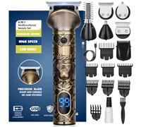 YIDON Tondeuse Barbe homme, Tondeuse Cheveux hommes Sans Fil, Rechargeable Tondeuse Courte à Lame en T, Rasoir Electriques Kit Multi-Usage Tailler/Contour/Nez/Corps, Idee Cadeau Homme [Idéale Famille]