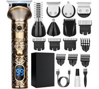 YIDON Tondeuse Cheveux/Barbe Homme Professionnell, Finition Sans Fil Rasoir Tondeuse Avec Affichage et Type-C USB Charge, Tondeuses Tailler/Contour/Nez/Corps Tous en 1, Tondeuses Cadeau Kit pour Homme
