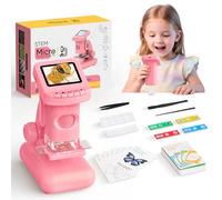 Yidoroye Microscope Numérique pour Enfants, 1200X Microscope Enfant, 2.4" Microscope Jouet Sciences Éducatives, Cadeau Parfait pour Les Garçons et Les Filles de 3 4 5 6 7 8 9 10 11 12 Ans(Rose)