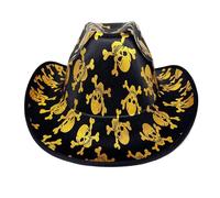 Yidueace Chapeau de cowgirl occidental | Motif tête de mort Chapeau occidental d'été avec cordon, accessoire de déguisement pour fêtes de famille, cosplay, fêtes, représentations théâtrales